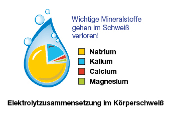 Grafik zum Natrium-, Kalium-, Calcium- & Magnesiumverlust &raquo; Beim Sport gehen durchs Schwitzen wichtige Mineralstoffe verloren